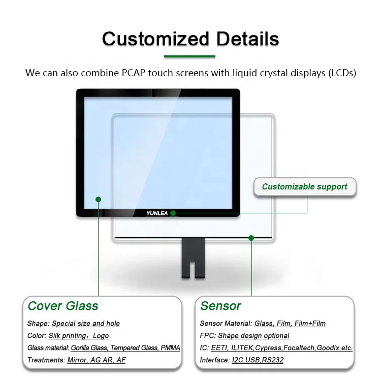 Custom 10.1 Inch Touchscreen CTP Waterproof Glove Stylus Touch Panel AG AR AF Glass Projected Capacitive Multi Touch Screen
