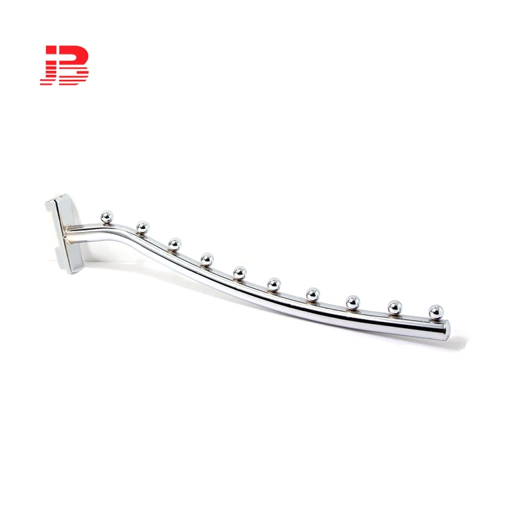 Metal chrome waterfall slotted channel display sloped hook