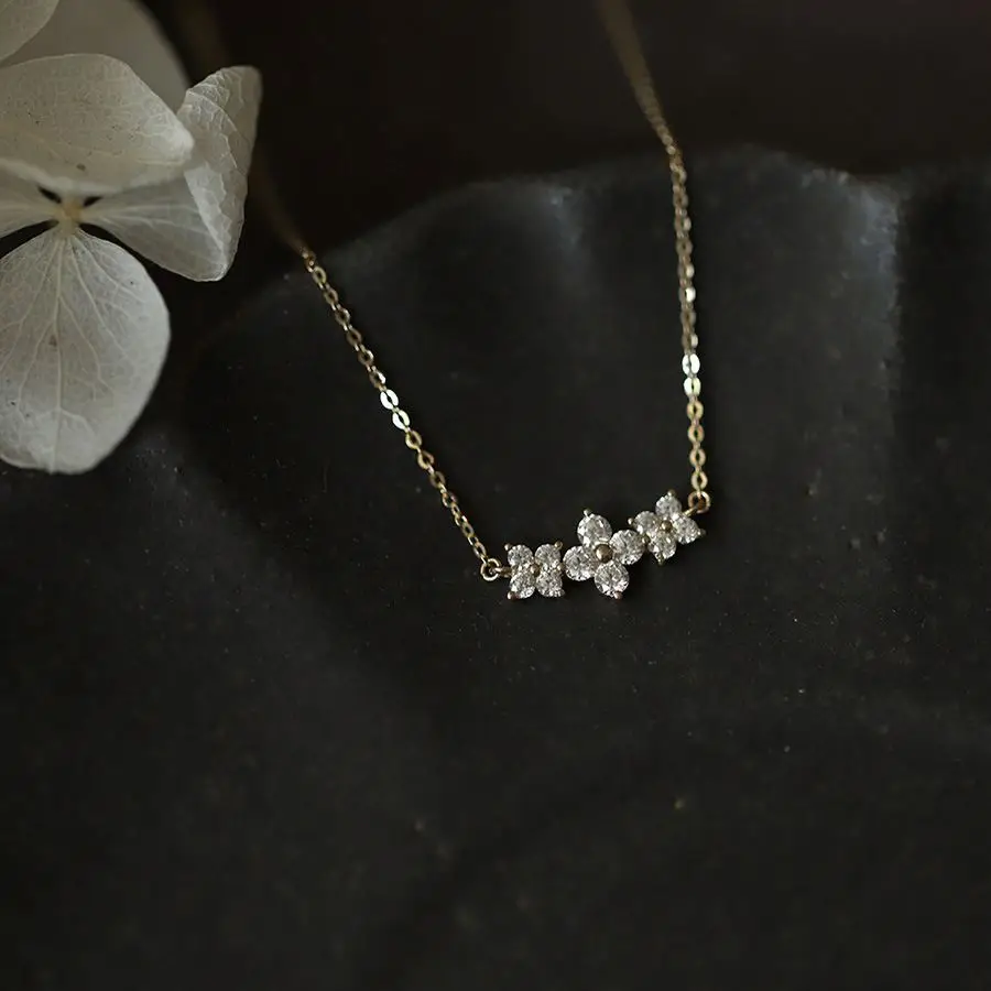 Cute INS Korean Pure 925 Sterling Silver Clavicle Chain Zircon
