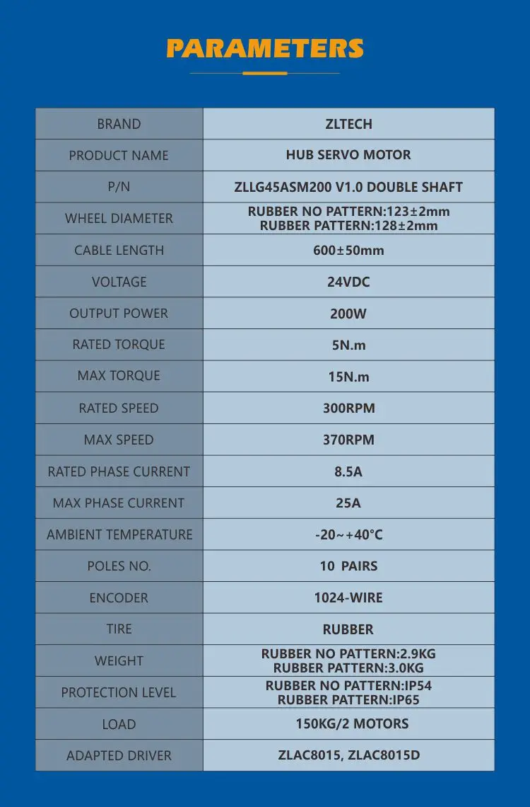 Wheel Hub Servo Motor, ZLTECH, 4.5inch, 24V, 200W - detail 6