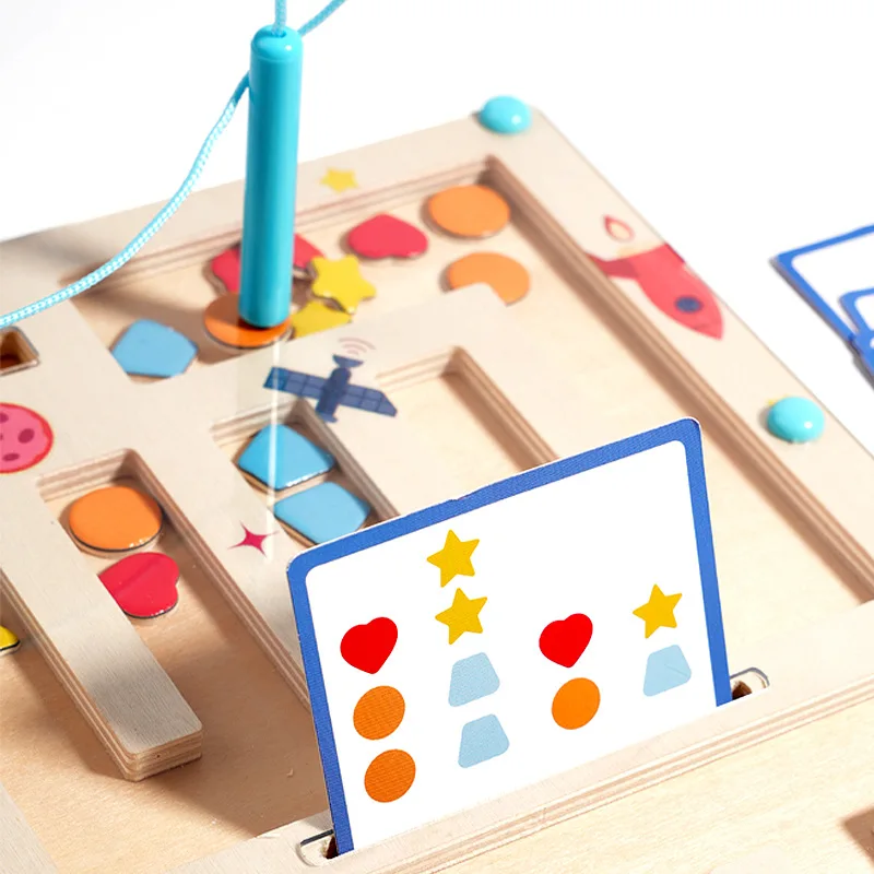 Kinderspeelgoed Autistische Puzzel Maze Spelbord Voorschools Leeractiviteit Logisch Denken Montessori Educatief Houten Speelgoed EN71