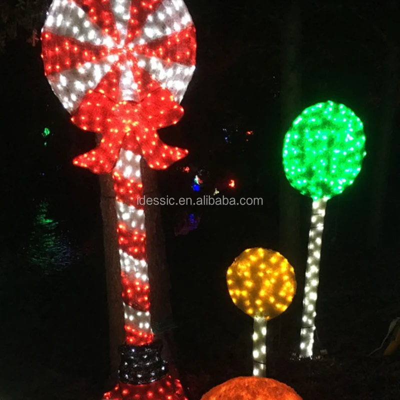Outdoor 3D Large Illuminated Pathway Displays Christmas Lollipop Decorations for Winter Wonderland Light Show