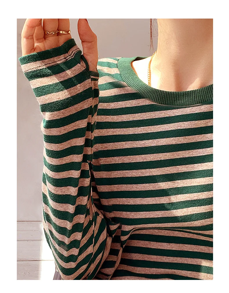 Best Price Round Neck Casual 100% cotton Custom Printed Knitted Long Sleeve Loose Top for Women's Shirts