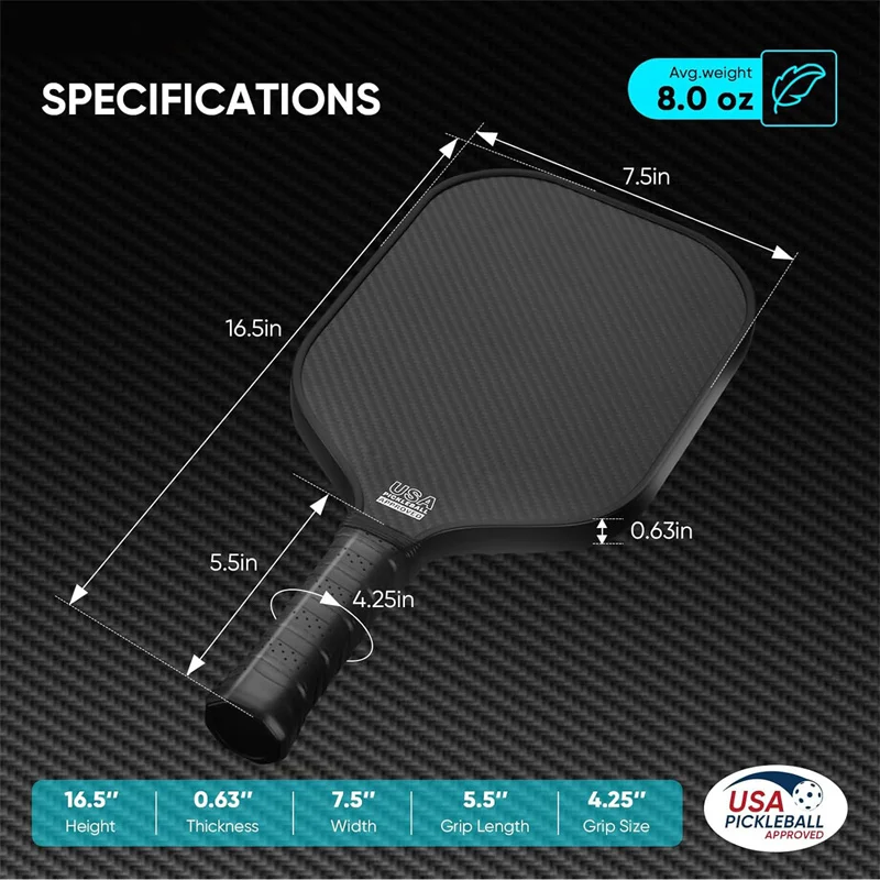 USAPA Approved Stock Custom LOGO 16mm 3K GEN 2 3 Pickleball Paddle Carbon Surface T700 Raw Carbon Fiber Pickleball Paddles 2024 supplier