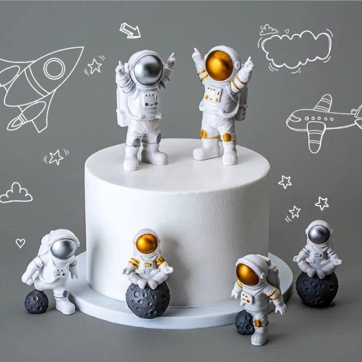 Figuras de astronautas Vegena 3 unidades Spaceman Estatuas Modelo astronauta Cake Toppers Pastel Cumpleaños Espacio Tema Fiesta Regalos Decoración de Mesa Tablero Decoración Navidad Halloween 