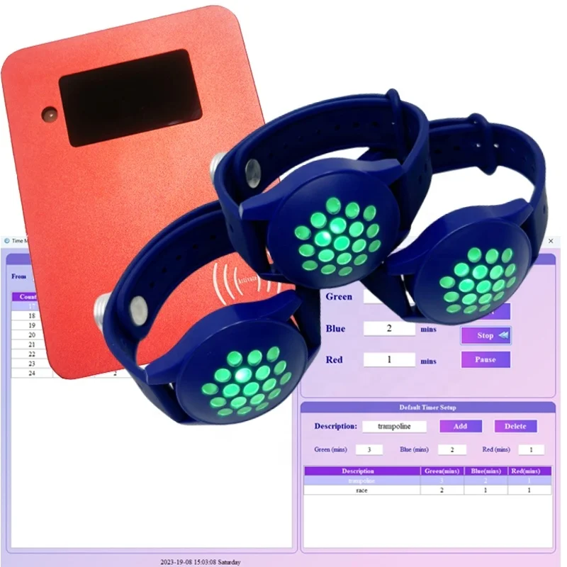 Vibrating Wrist Band Waterproof Charging Hours Timer Bracelet Swimming Pool Time Management Led Wristbands Timer for Amusement