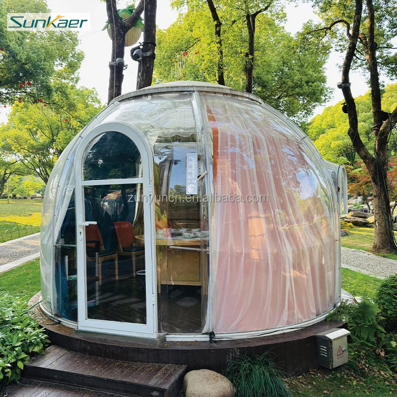 Sunkaer Modern Design Anti-Rust UV Clear Skylight Polycarbonate Round Dome for Outdoor Rain/Snow for Bubble Houses/Room