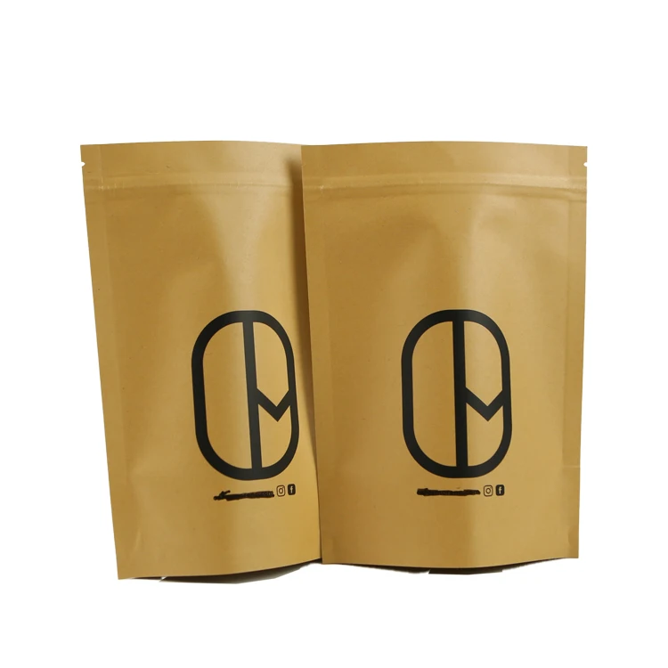 Doypack Ziplock Brown White Kraft Craft Paper Standing up Pouches Food Powder Tea Coffee Packaging Zipper Bags