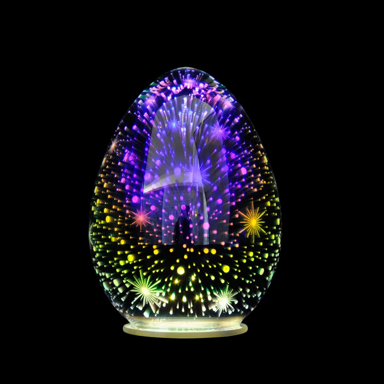 2022 Easter festival handblown 3D effect LED light up glass egg