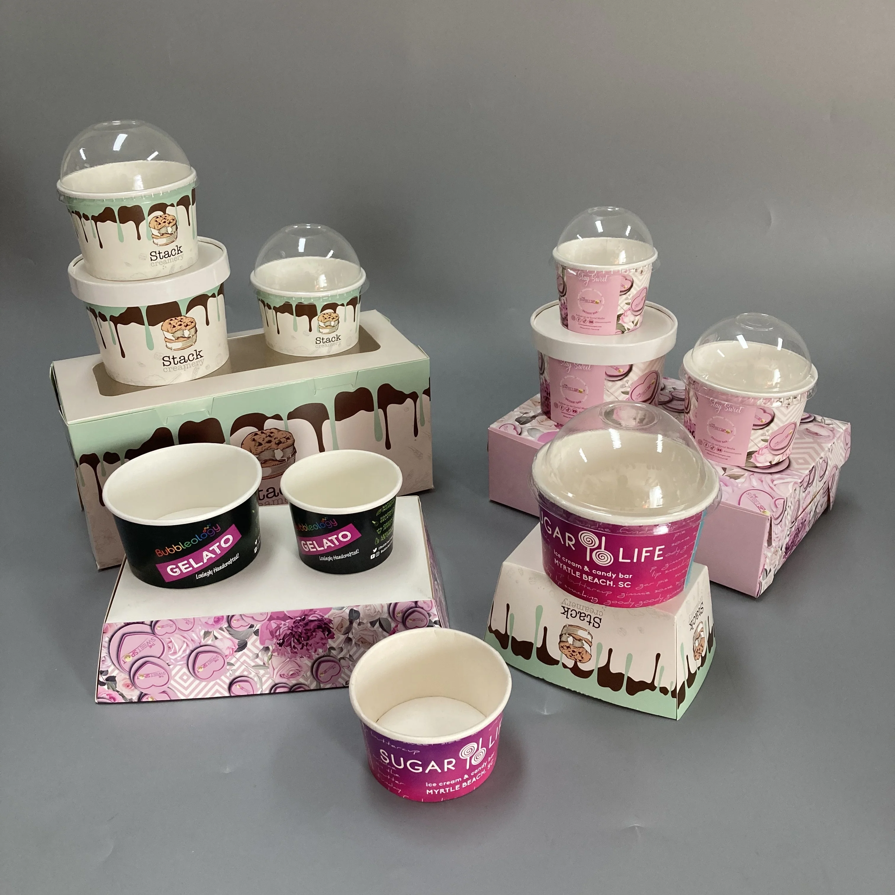 Disposable Mini Ice Cream Cup with Plastic Lid 10 oz