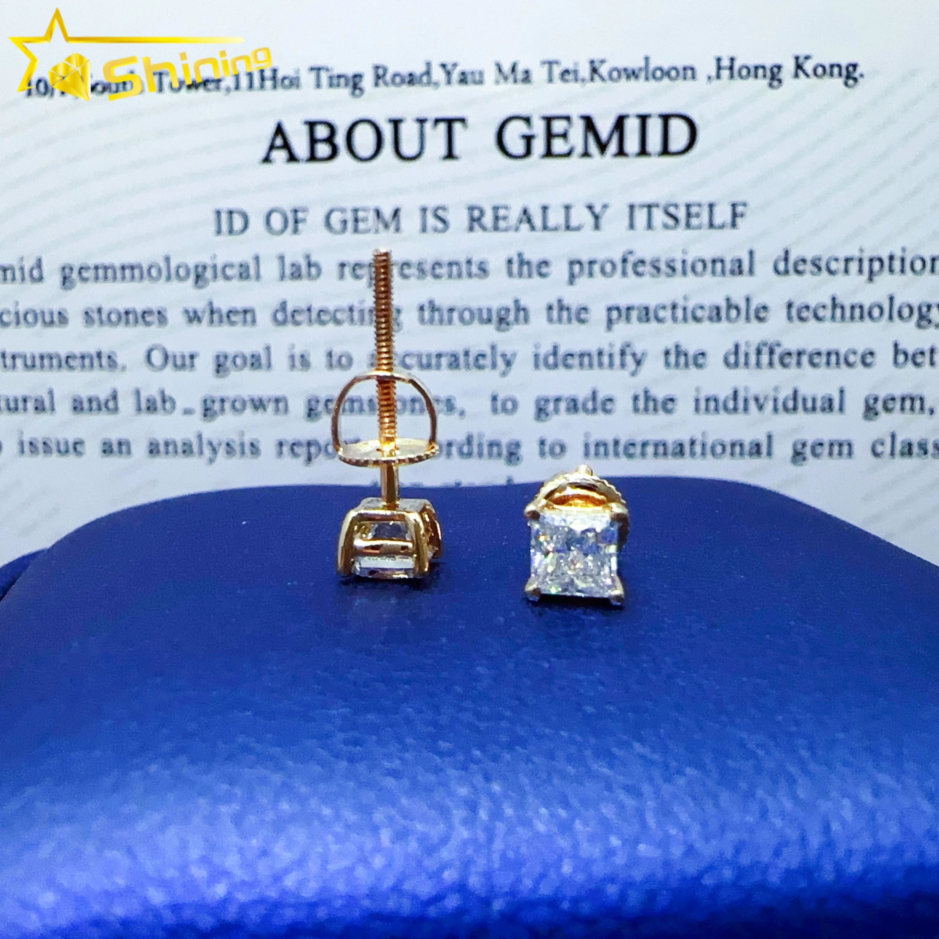 Real 14k Solid Gold Screw Back Earrings D Color Full Sizes Princess Cut