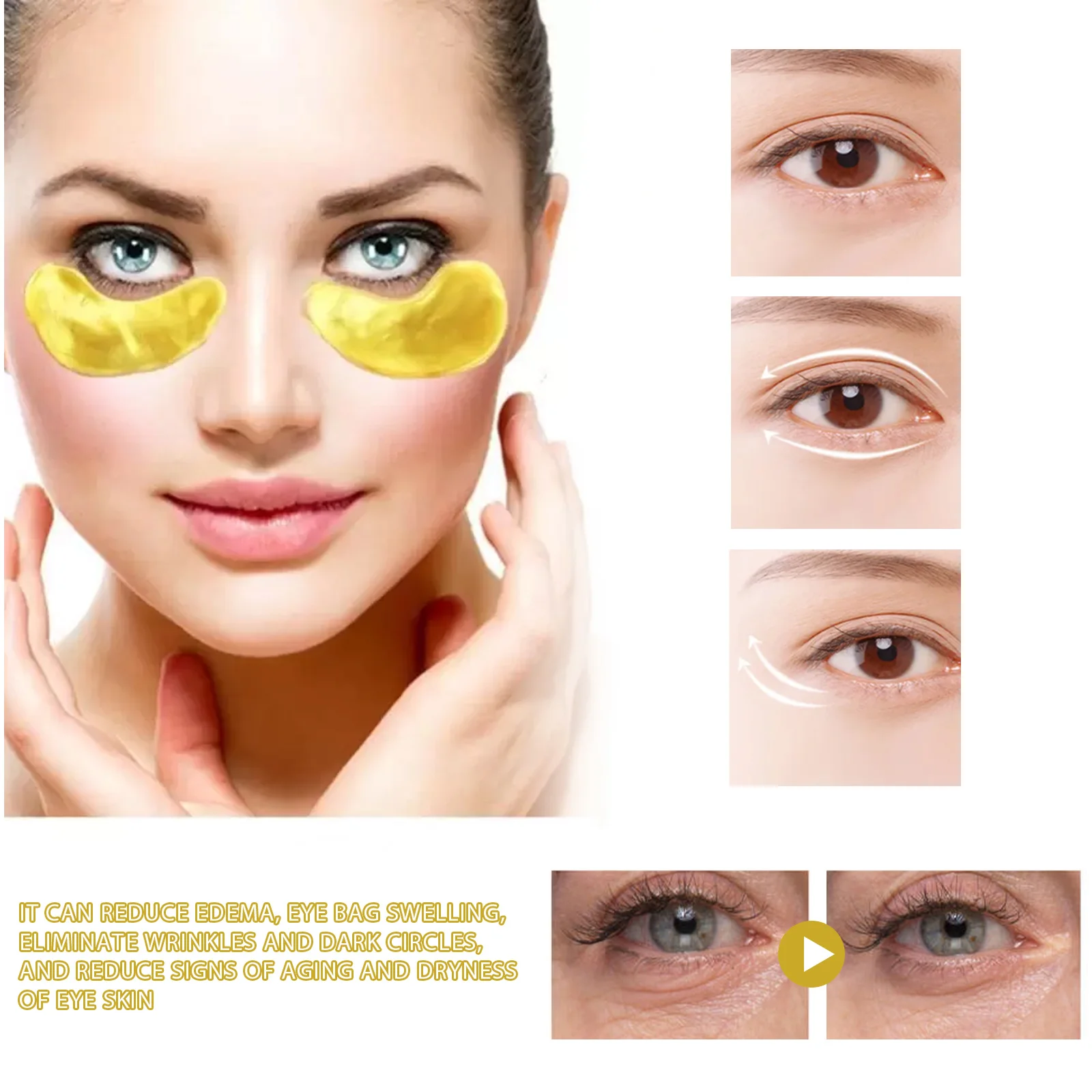Private Label 24k Gold Eye Mask Hydrogel Collagen Eye Patches Eyemask Sheet Gel Under Eye Mask