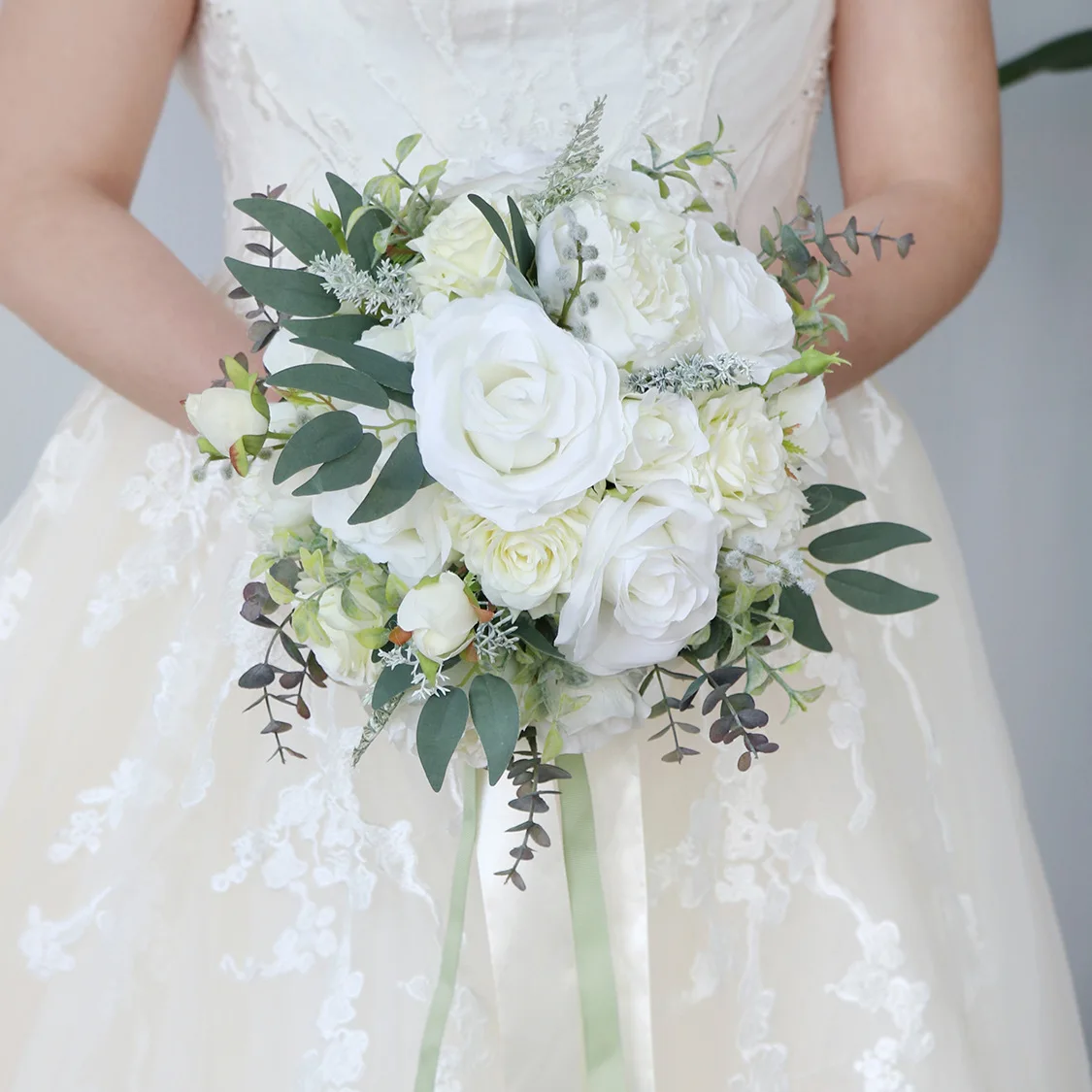 Porte-bouquet Mariée En Mousse - 2 Pièces Avec Poignée Pour Fleurs Fraîches
