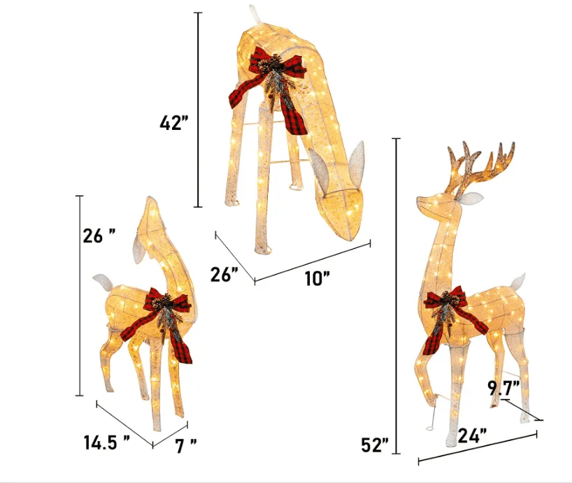 Best Choice Products 3piece Large Lighted Christmas Deer Family