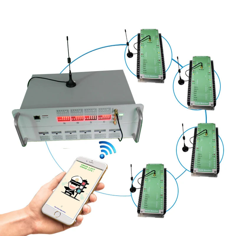 Intersection Traffic Light System Smart Control Traffic System Wireless Solar Traffic System IP 65