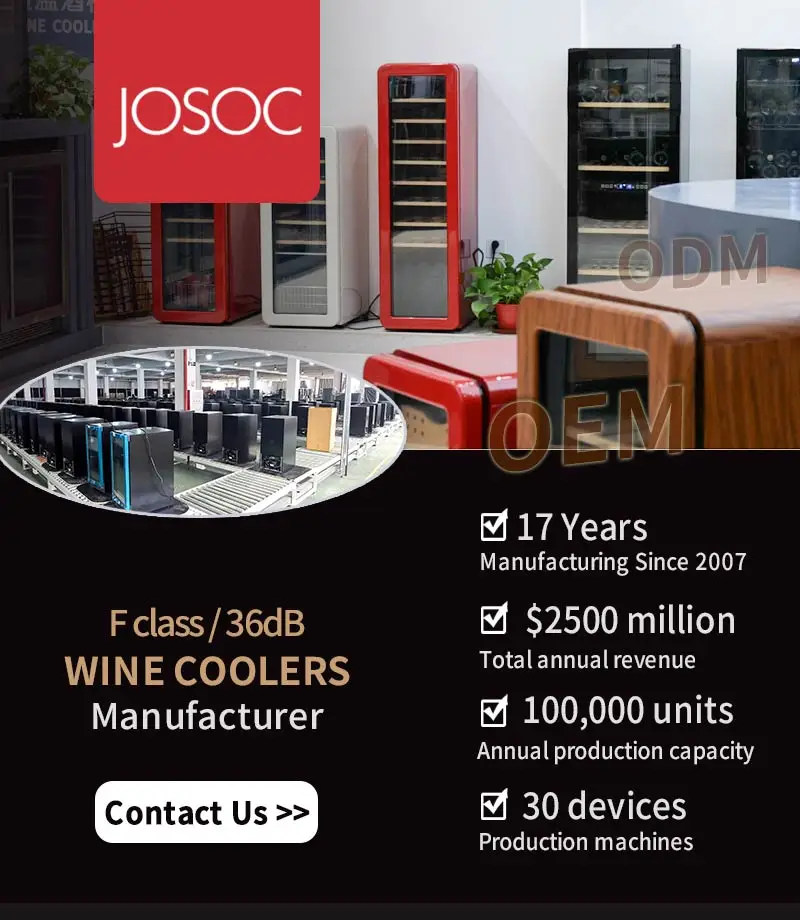 JOSOO Factory 200L Dual Zone Compressor Wine Cooler Luxury Wine Cellar with LED Light 77 Bottles Wine Fridge for Home and Office