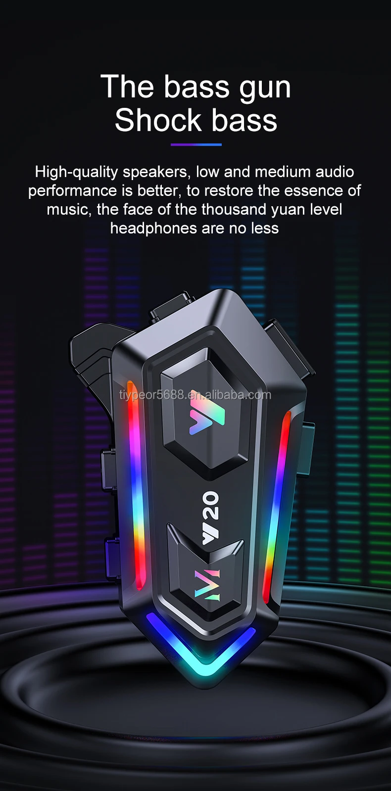 product tiypeor motorcycle helmet bt headset rider rgb colorful lights waterproof 1000mah music player communicator speakers-7