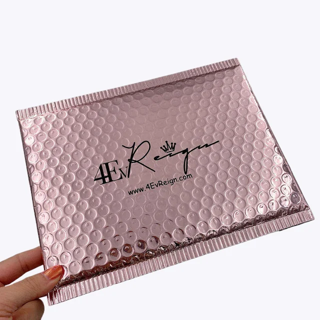 logistics packaging metallic bubble envelopes aluminum padded envelopes custom rose gold bubble mailers with logo