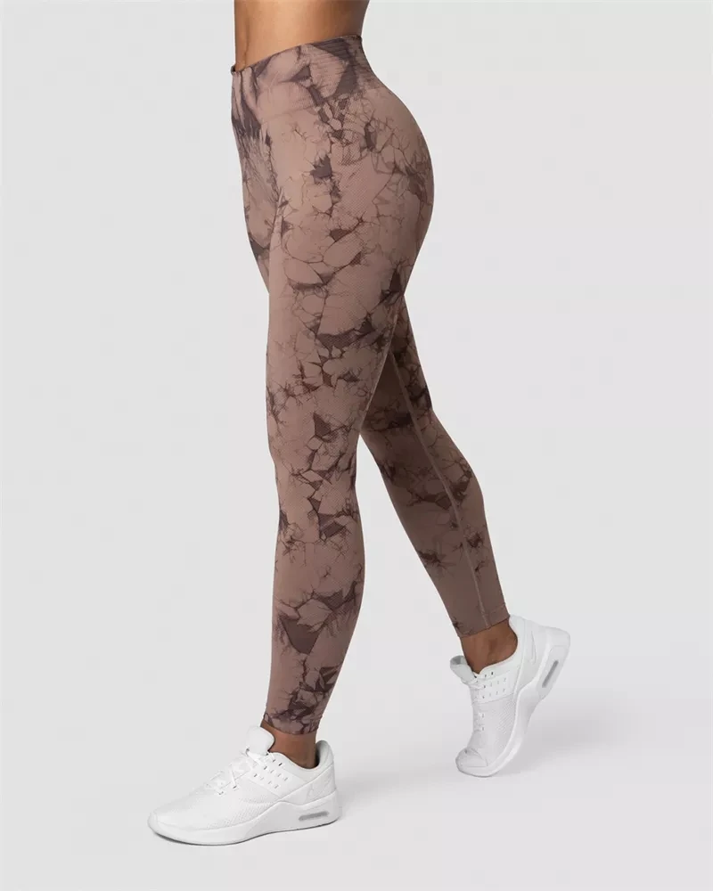 Tie Dye Women Workout 3 Piece Running Wear Jogger Fitness Sets Ribbed Seamless Leggings Gym Sportswear Bra Pants Yoga Set