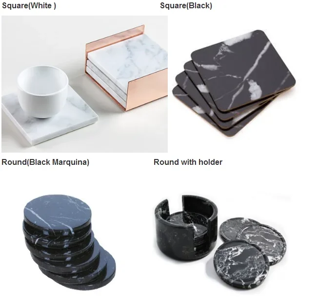 India Hexagon black and white marble coasters or trivet