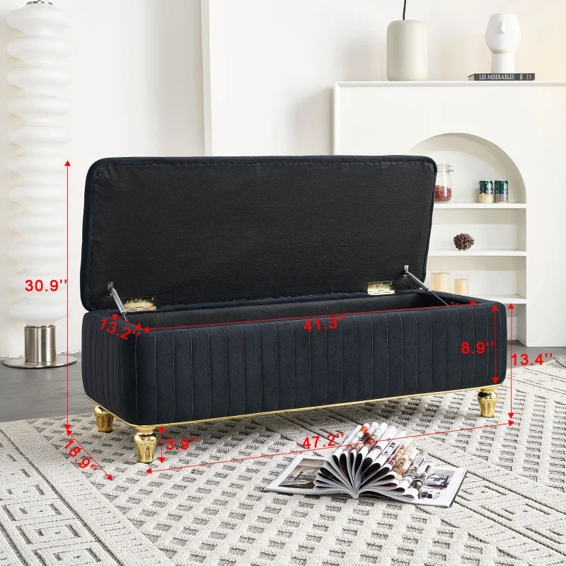 Elvarenae Dorelle Velvet Storage Ottoman — product detail