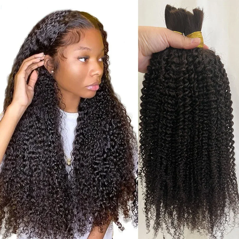 Brazilian Kinky Curly Hair Bulk for Braiding 100% Unprocessed Human Hair Bundles Extensions Curly 12-30inch 1/2/3 Pcs/Lot_voghion.com