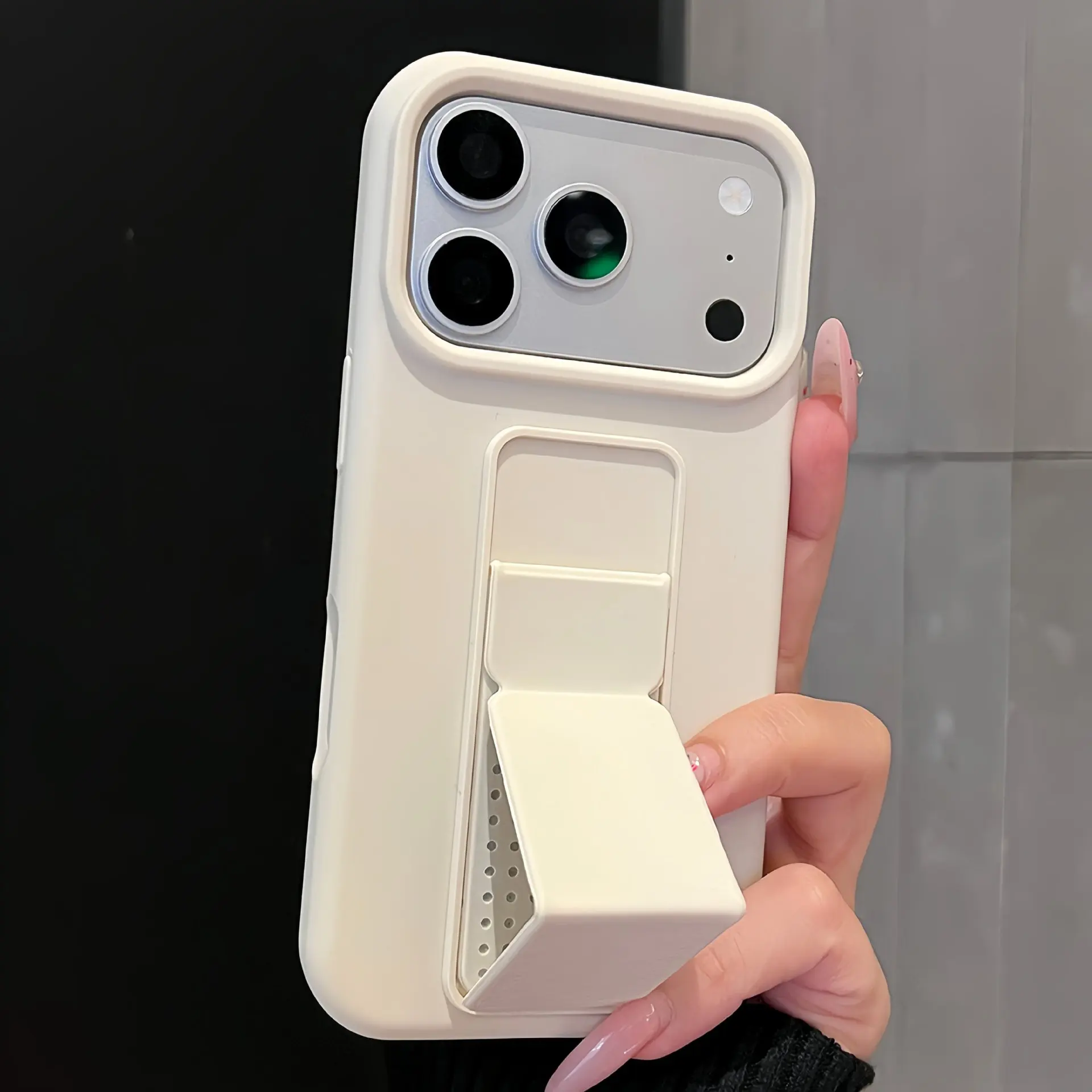 Luxury Silicone Cover Hidden Folding Bracket Design Mobile Phone Case for iPhone 17 16 15 14 13 12 Pro Max