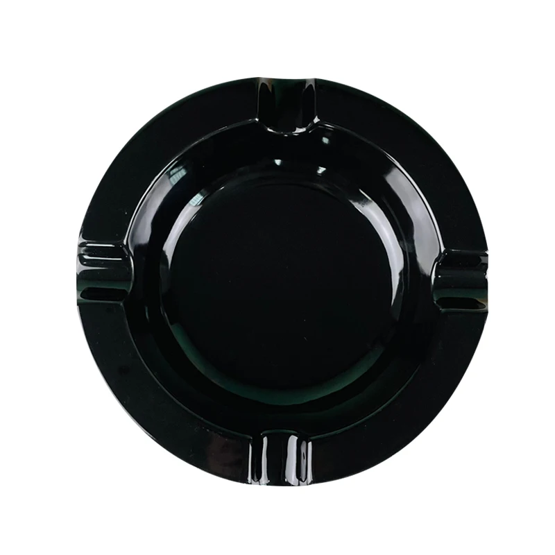 Foil Rim Decal Cigarette Cigar Ashtray Black Gold Wholesale Ceramic  Original Customized Color Design Printing for Smoking