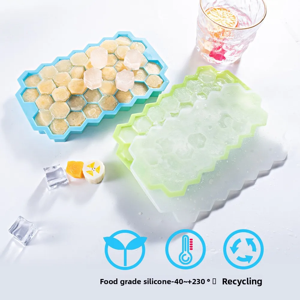 Silicone 37 Grid Honeycomb Ice Tray DIY Ice Cube Mold and Lid Home Use Ice Cream Maker Tool manufacture