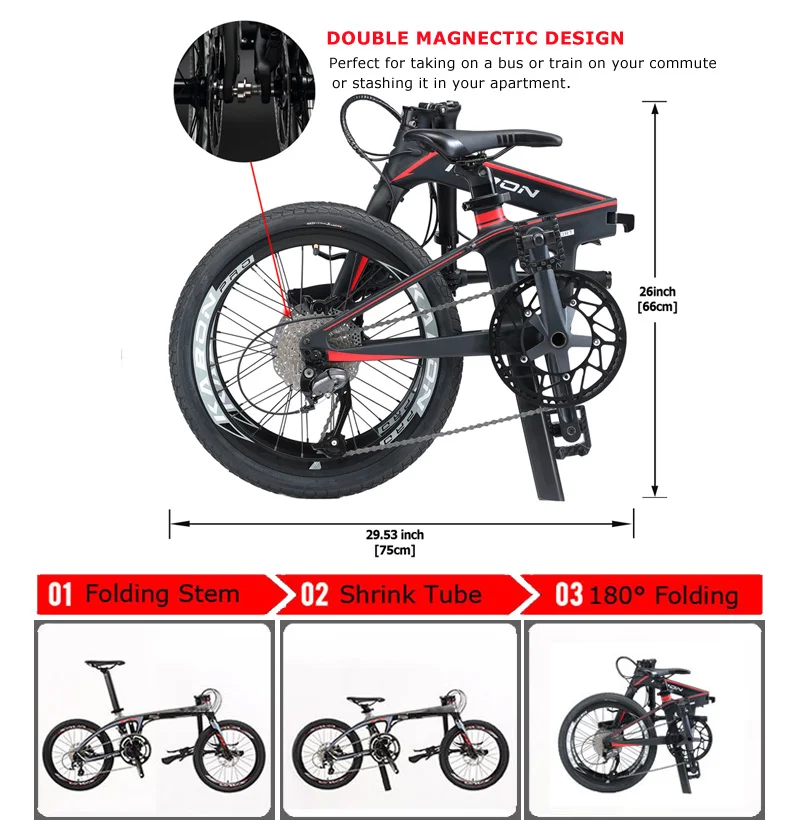 Kabon Carbon Fiber Folding Bike Mini Compact Folding Bike Commuters