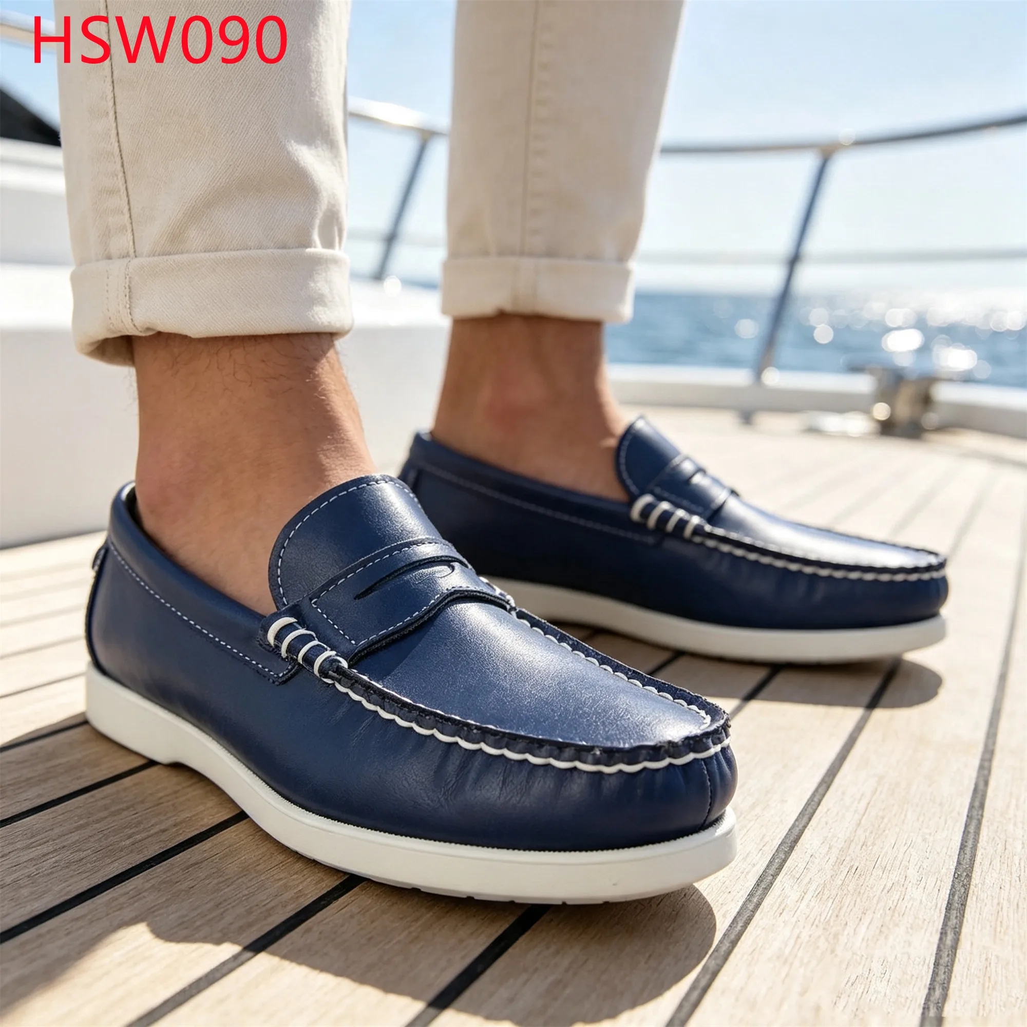 LXG,Club-activity Wash Blue slip on Hua Singh Moccasins Shoes Resort Casual Mask-style Heritage Design Leather Boat Shoes HSW090