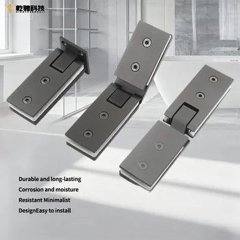 Heavy Duty Long Type 304 Stainless Steel Glass Hinge for Inward Outward Swing Door Thickened Design Adjustable Commercial Use