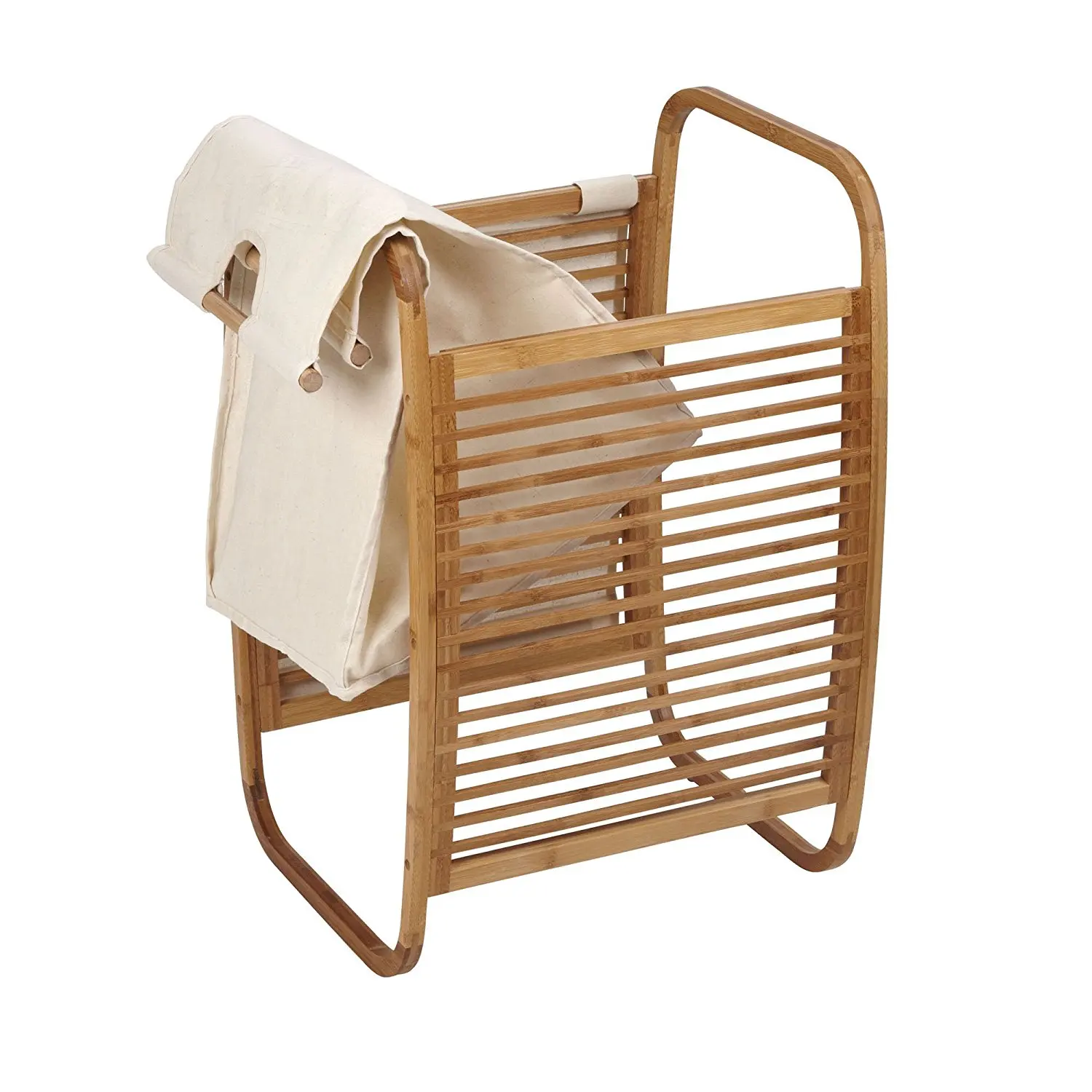 Compact Bamboo Laundry Hamper Basket