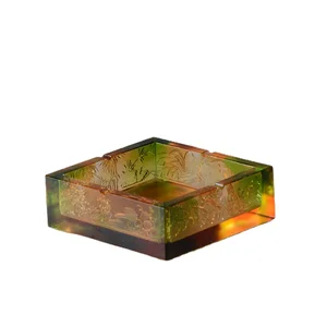 Creative Flower Engravied Crystal Glass Business Gift Present Ashtray Able Custom Logo