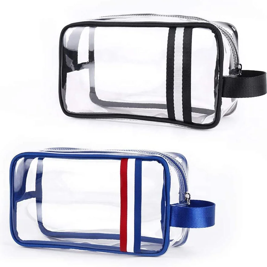 clear pvc toiletry travel kit bag 4Pcs Crystal for Women Men, Waterproof Vinyl Packing Organizer Storage Bags with Zipper Handle Straps, Cosmetic Pouch Carry on Airport Airline Compliant Bag Handbag Spacious storage Customizable Travel Cosmetic Bag -
