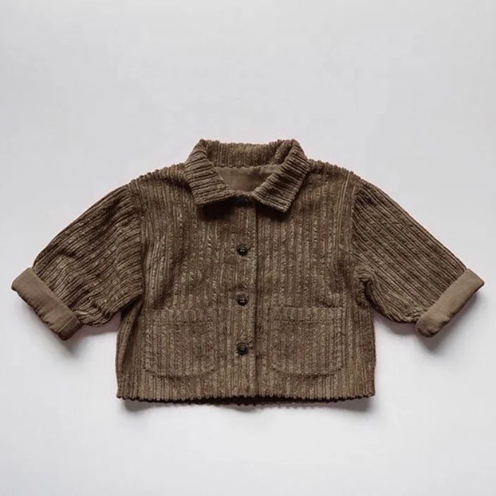 2025 New Spring Autumn Children Outwear Jacket Solid Color Corduroy Cotton Casual Boy  Coat