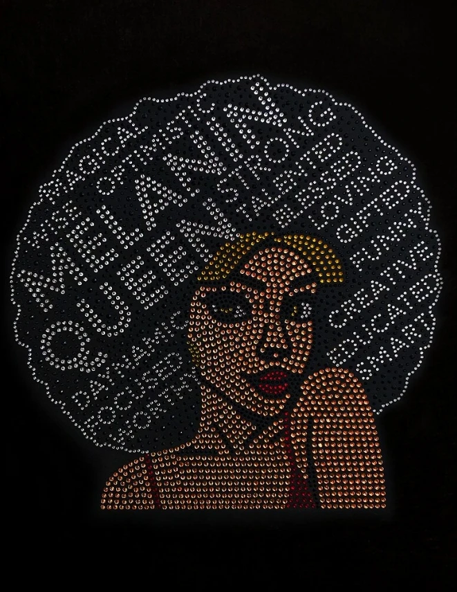 OEM ODM All Natural Afro Girl Rhinestone Transfer Wholesale Black Queen rhinestone heat transfer custom for t shirt