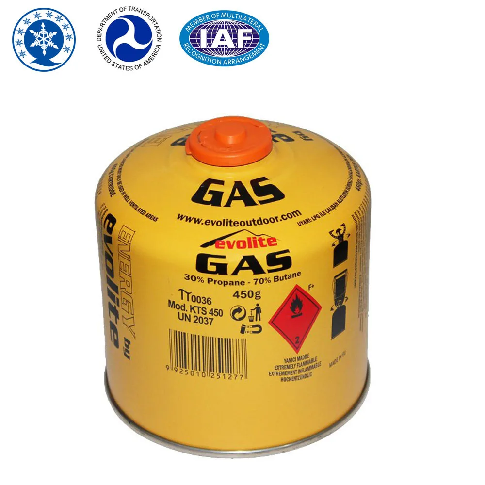 2 Piece TFS Butane Gas Cartridge 100g, 230g, 450g with EN417 Safety Valve