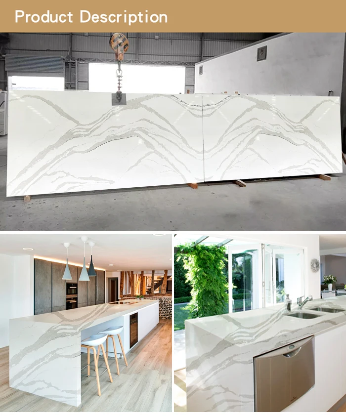 Calacatta White Marble Engineered Stone Kitchentop Countertop Artificial Stones Quartz Slab