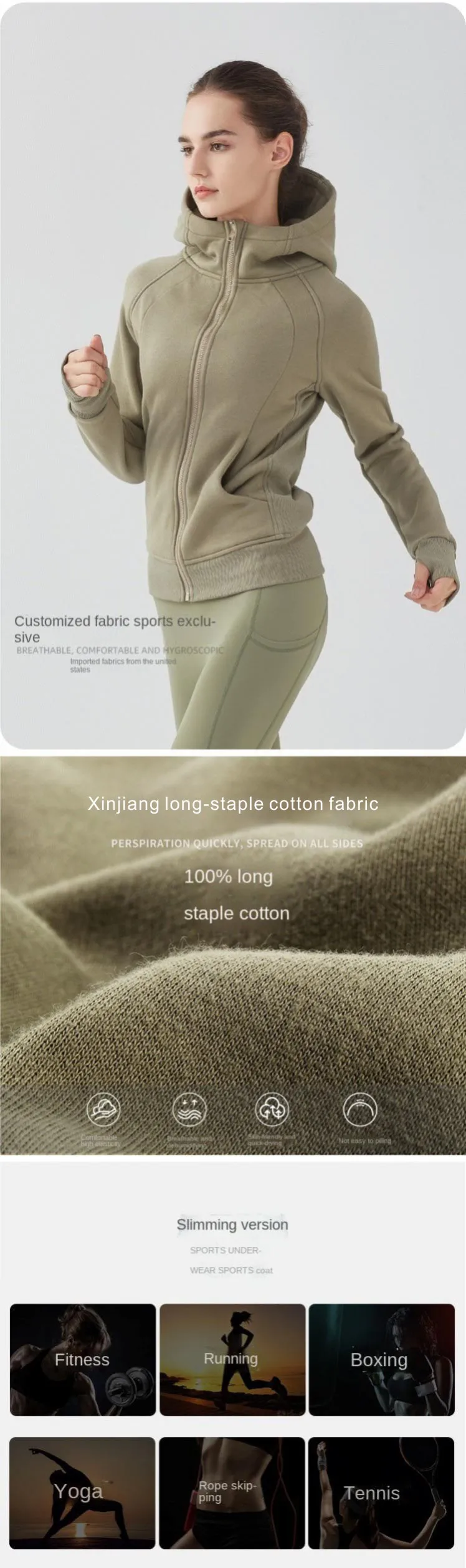 Lululemon Winter Yoga Wear Fitness Thick Sports Workout Clothes Cotton Fleece Zipper Gym Jacket Hoodies For Women