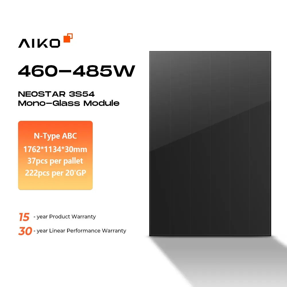 Aiko N Type Abc Solar Panel 460w 465w 470 W 480 W 485w Mono Glass Solar ...