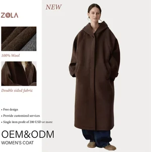 25-year-old New Winter Casual Minimalist Relaxed Warm Wool Double-sided Brown Long Button Closure Ladies' Coat