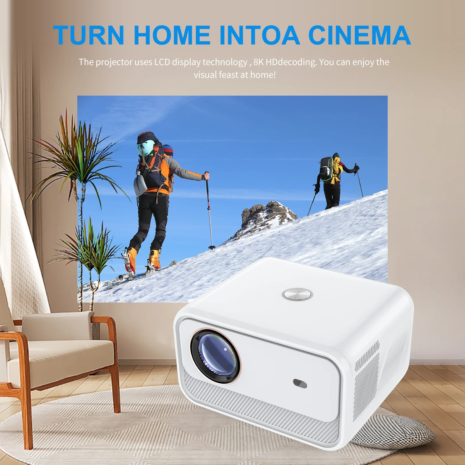 Smart Mini Portable C900 Android9.0 Projector - 50000hrs Lamp Life