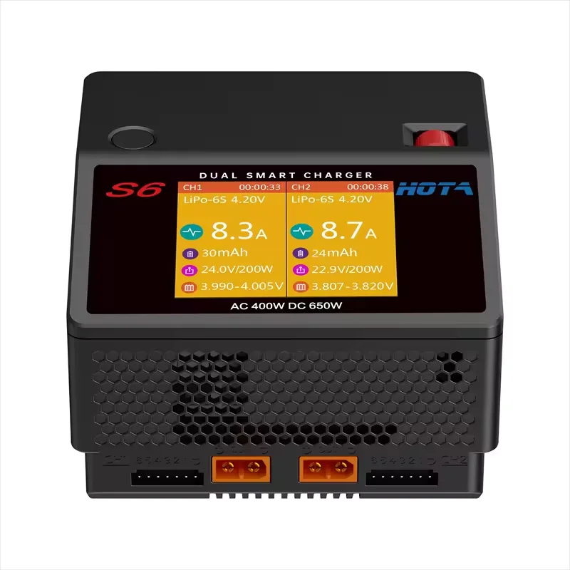  S6 AC 400W DC 600W Dual Channel Smart Charger with USB-A Type-C for RC Lilon LiPo LiFe LiHV NiCd NiMH PB