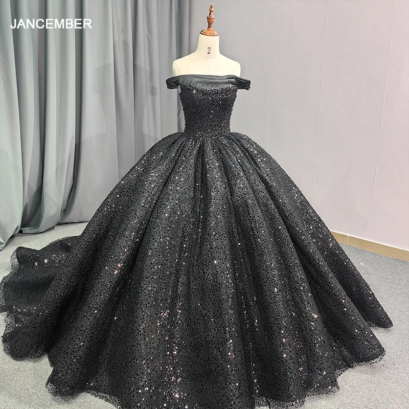 New Black Evening Dresses Floor Diamonds Shine One-Piece Collar Long  Evening Gowns Pleat Prom Dress 6679