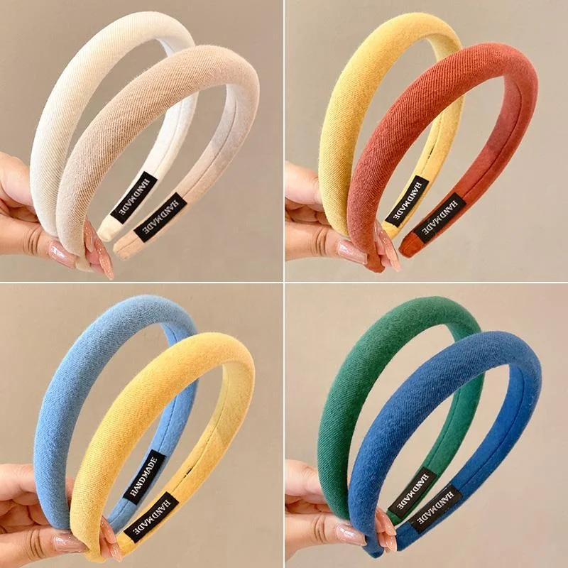 Custom logo Sponge Hairband Padded Hair Bands Thin Wide Headbands Hair  Accessories in Bulk Mixed Wholesale for Women