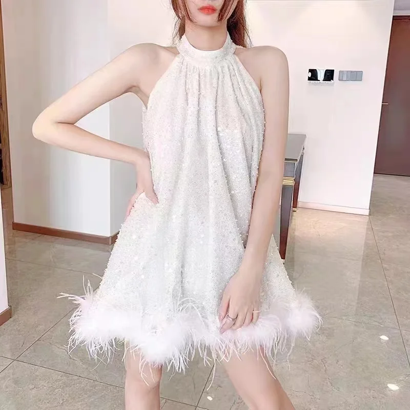 slim fit dress slacks Bacala Halter Collar Dress Large