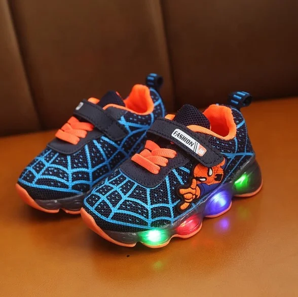 Модные светящиеся кроссовки с принтом, детская обувь для школы и мальчика, Повседневная летняя обувь