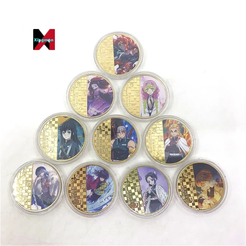 10 Types Select Japan Anime Demoned Slayer Gold Coin Kamado Tanjirou 10000 Yen 24k Coin for Gift Kimetsu No Yaiba Souvenir