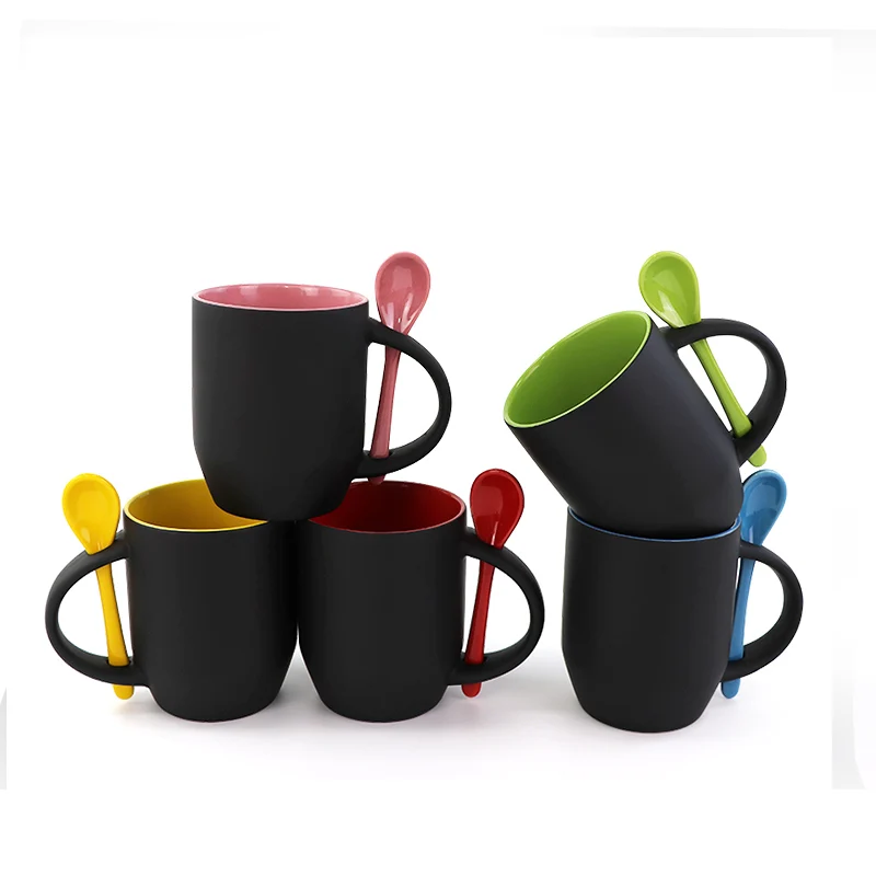 Inner Color 12oz Sublimation Blank Magic Color Changing Coffee Mug With Spoon for Business/Wedding/Gifts/Christmas Use